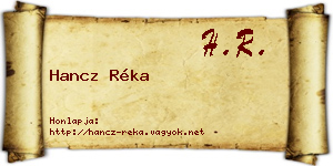 Hancz Réka névjegykártya